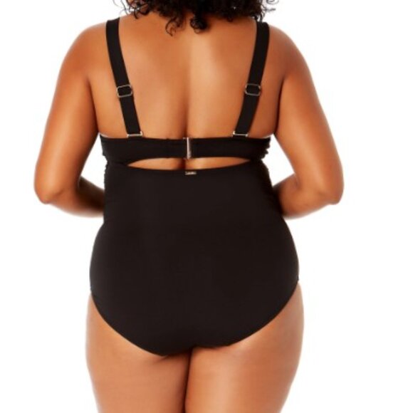 Anne Cole Live in Color Underwire Surplice One Piece Swimsuit Black 20W NWOT - Picture 2 of 8